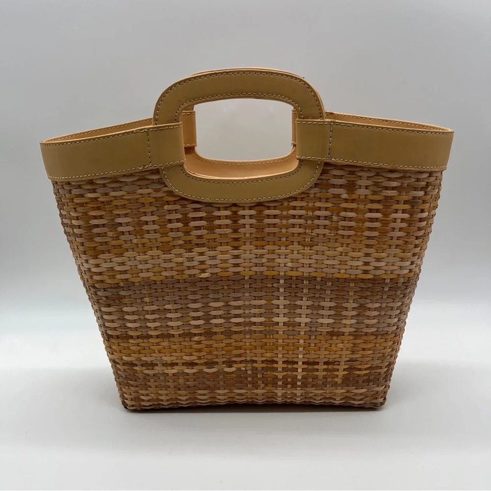 LOFT Woven Tote with Multicolor Floral Appliqués